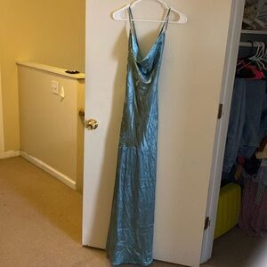Lulu’s Satin Floral Floor Length Dress
